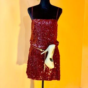 👗NEW!! TRIXXI SEQUENCE BURGUNDY MINI DRESS